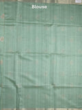 Tussar fancy saree lux green color allover zari motifs & zari border with zari pallu and plain blouse