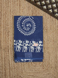 Maheshwari Saree in blue color with printed border, printed pallu & Matching Blouse