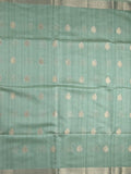 Tussar fancy saree lux green color allover zari motifs & zari border with zari pallu and plain blouse