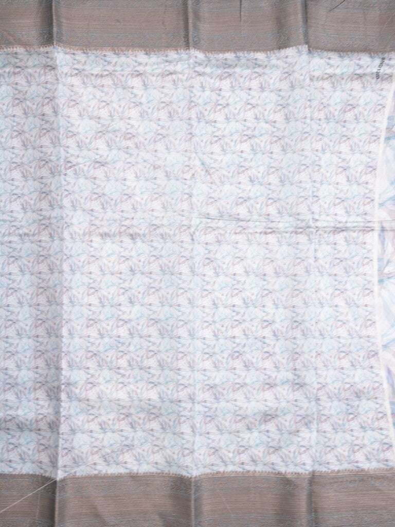 Maheshwari fancy saree pastel blue color allover prints & zari border with short zari pallu and attached printed blouse