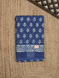 Maheshwari Saree in blue color with printed border, printed pallu & Matching Blouse