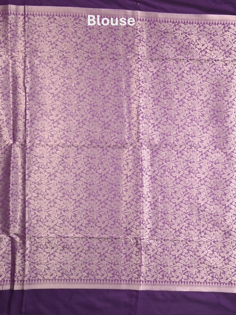Chanderi fancy saree violet color allover zari motifs & zari border with zari pallu and brocade blouse