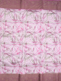 Maheshwari fancy saree pastel light purple color allover prints & zari border with short zari pallu and attached printed blouse