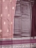 Mangalagiri fancy saree onion pink color allover zari motifs & zari border with zari pallu and contrast blouse