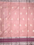 Mangalagiri fancy saree onion pink color allover zari motifs & zari border with zari pallu and contrast blouse