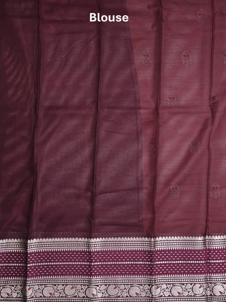 Mangalagiri fancy saree onion pink color allover zari motifs & zari border with zari pallu and contrast blouse