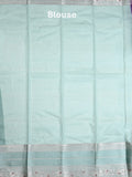 Mangalagiri fancy saree dark blue color allover zari motifs & zari border with zari pallu and contrast blouse