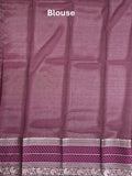 Mangalagiri fancy saree parrot green color allover zari motifs & zari border with zari pallu and contrast blouse