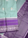 Mangalagiri fancy saree light blue color allover zari motifs & zari border with zari pallu and contrast blouse