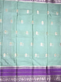 Mangalagiri fancy saree light blue color allover zari motifs & zari border with zari pallu and contrast blouse