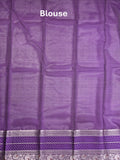 Mangalagiri fancy saree light blue color allover zari motifs & zari border with zari pallu and contrast blouse