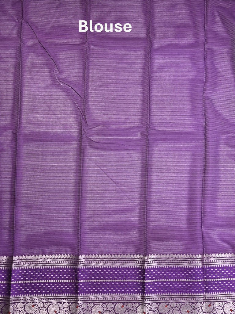 Mangalagiri fancy saree light blue color allover zari motifs & zari border with zari pallu and contrast blouse