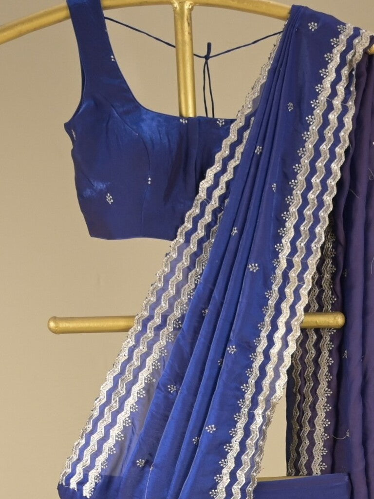 Rocket saree Soft organza saree in blue color