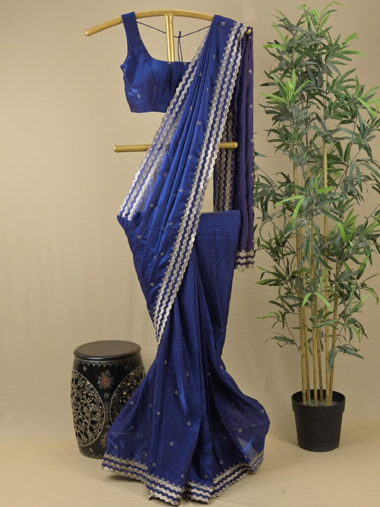 Rocket saree Soft organza saree in blue color