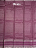 Mangalagiri fancy saree golden yellow color allover zari motifs & zari border with zari pallu and contrast blouse
