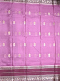 Mangalagiri fancy saree purple color allover zari motifs & zari border with zari pallu and contrast blouse