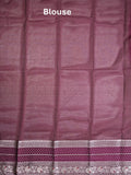Mangalagiri fancy saree purple color allover zari motifs & zari border with zari pallu and contrast blouse