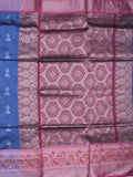 Mangalagiri fancy saree blue color allover zari motifs & zari border with rich pallu and plain blouse