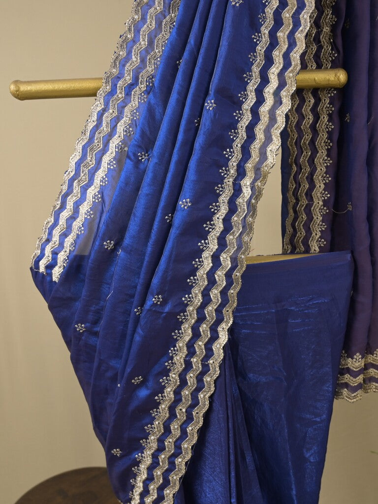Rocket saree Soft organza saree in blue color