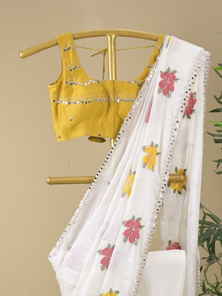 Rocket saree Soft organza saree in blue color