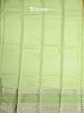 Mangalagiri fancy saree orange color allover zari motifs & zari border with zari pallu and contrast blouse