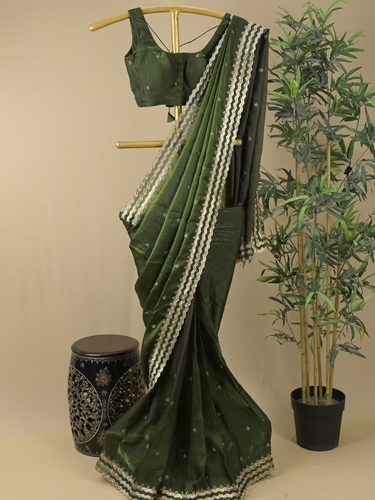 Rocket saree Soft organza saree in blue color Copy