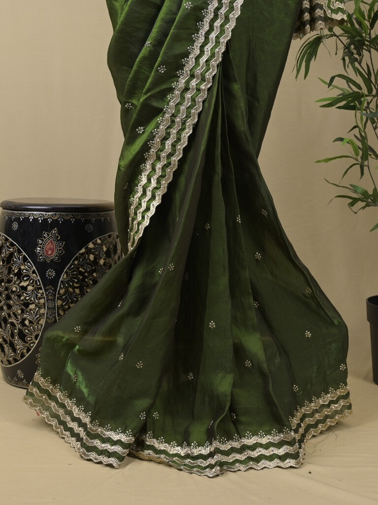 Rocket saree Soft organza saree in blue color Copy