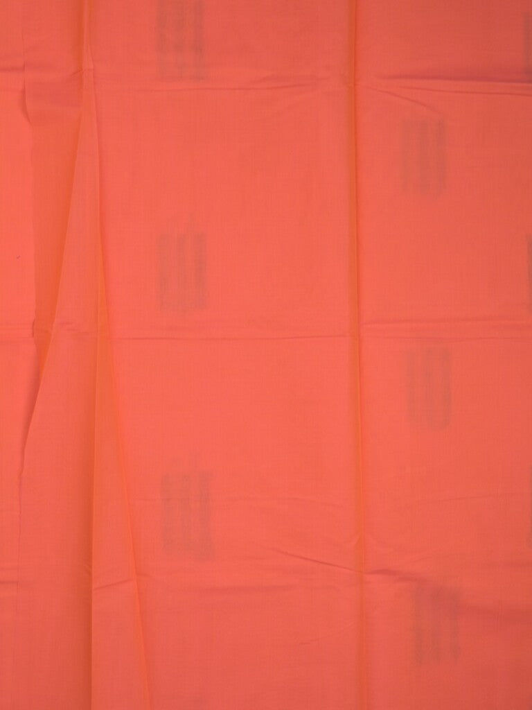 Kanchi cotton saree orange color allover weaves with stripes pallu and attached plain self blouse