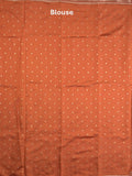 Dupion fancy saree in orange color allover zari motifs & zari border with zari pallu and attached blouse
