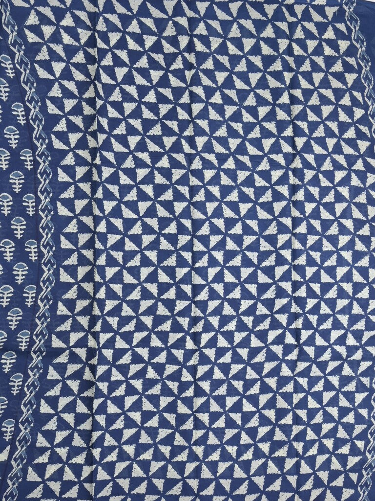 Maheshwari Saree in blue color with printed border, printed pallu & Matching Blouse