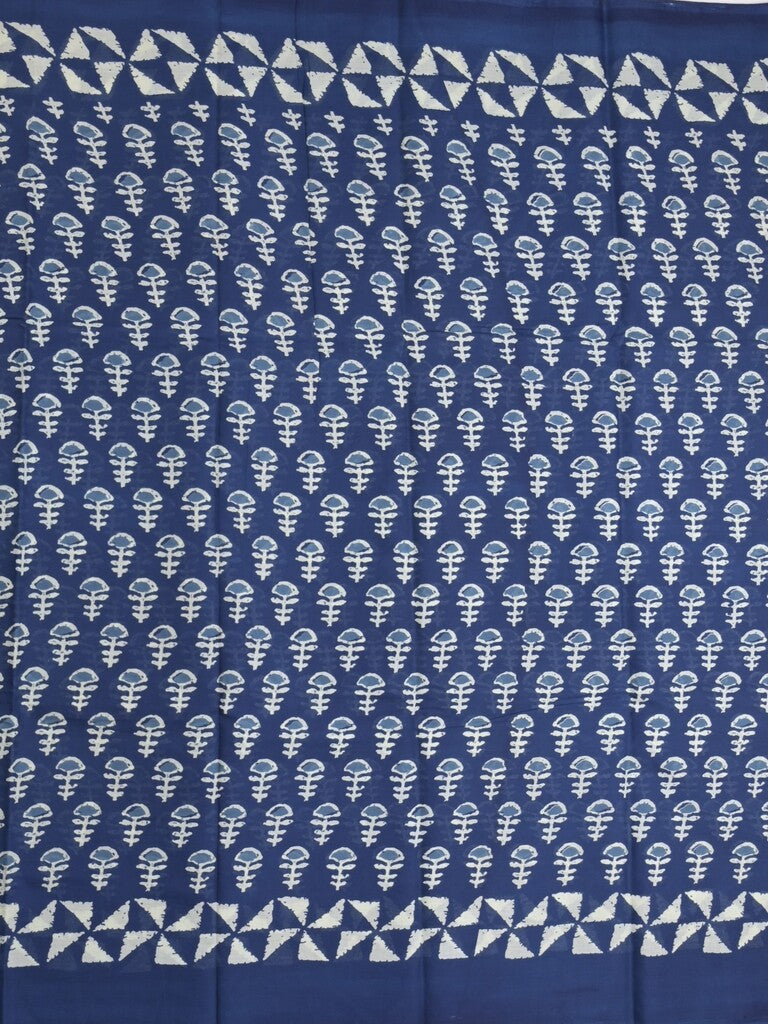 Maheshwari Saree in blue color with printed border, printed pallu & Matching Blouse