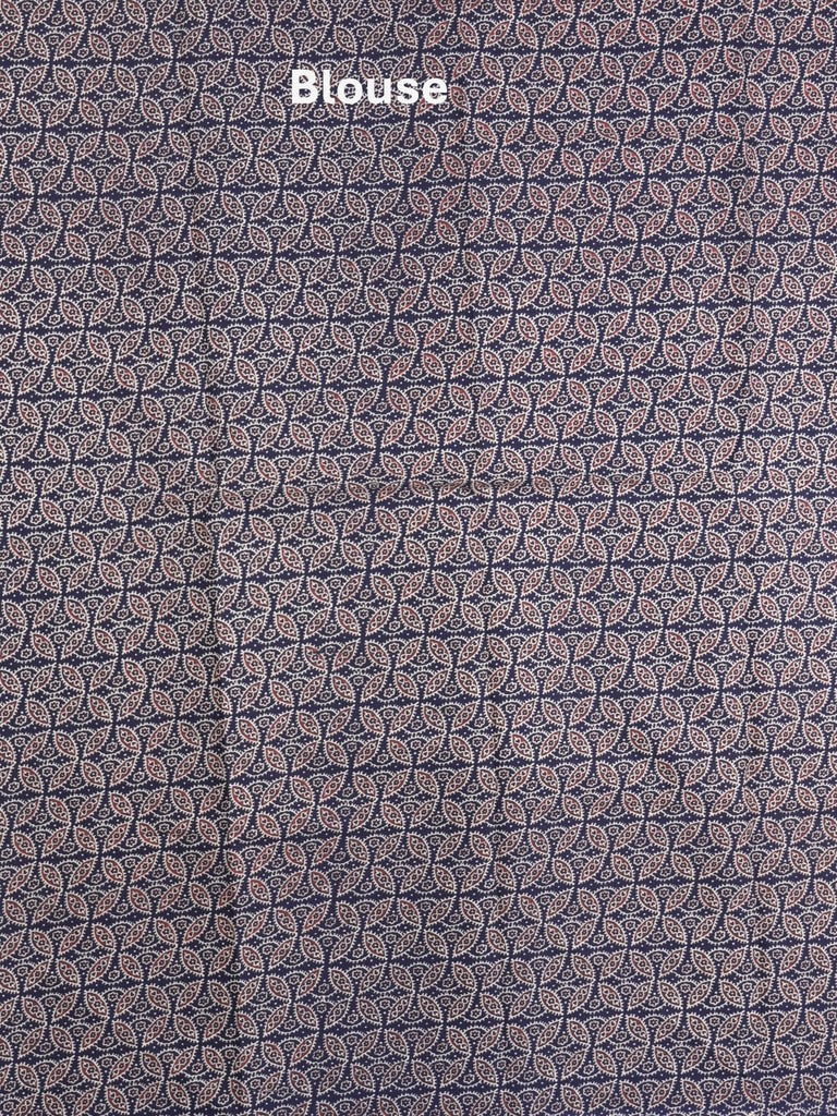 Maheshwari Saree in blue color with printed border, printed pallu & Matching Blouse