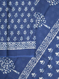 Maheshwari Saree in blue color with printed border, printed pallu & Matching Blouse