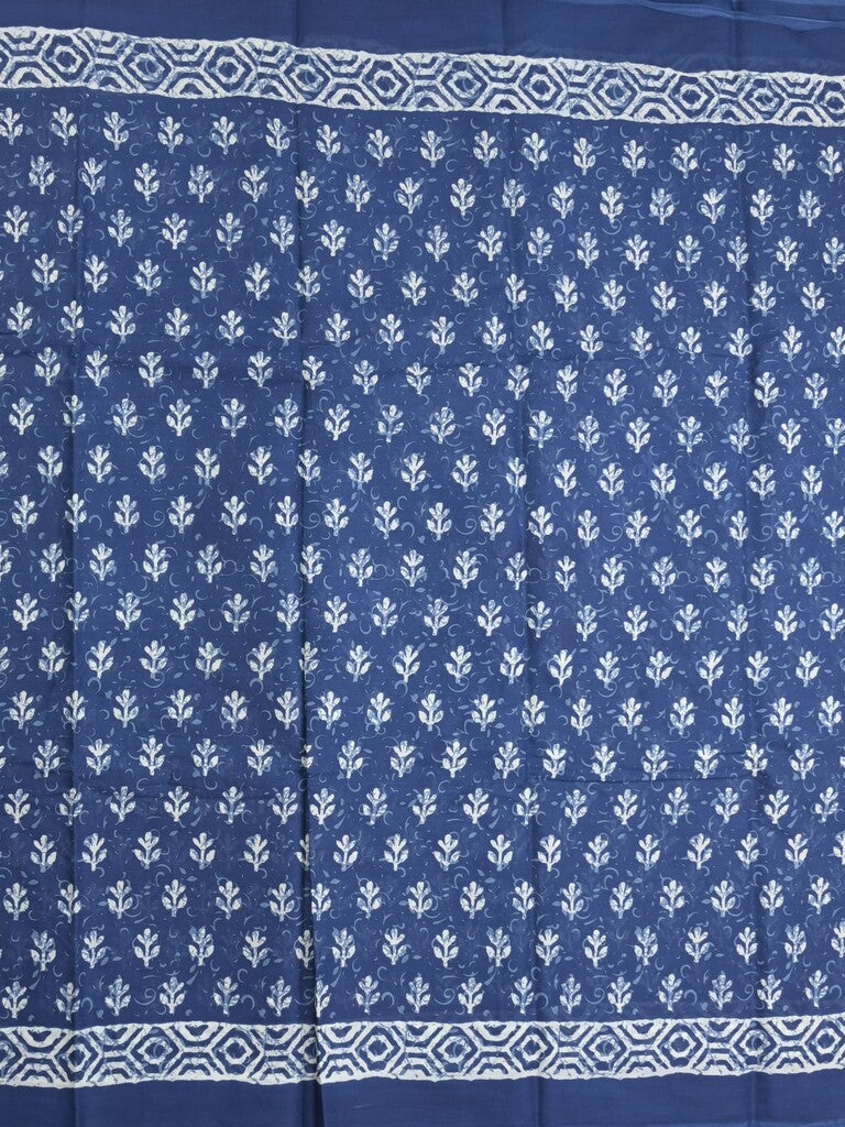 Maheshwari Saree in blue color with printed border, printed pallu & Matching Blouse