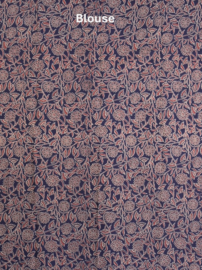 Maheshwari Saree in blue color with printed border, printed pallu & Matching Blouse