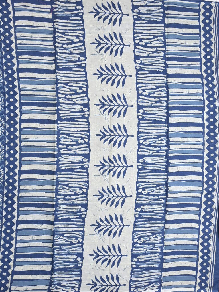 Maheshwari Saree in blue color with printed border, printed pallu & Matching Blouse