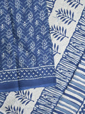 Maheshwari Saree in blue color with printed border, printed pallu & Matching Blouse