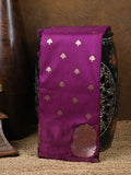 Banaras fancy saree violet color allover zari motifs & zari border with rich pallu and self blouse