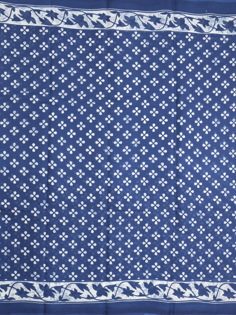 Maheshwari Saree in blue color with printed border, printed pallu & Matching Blouse