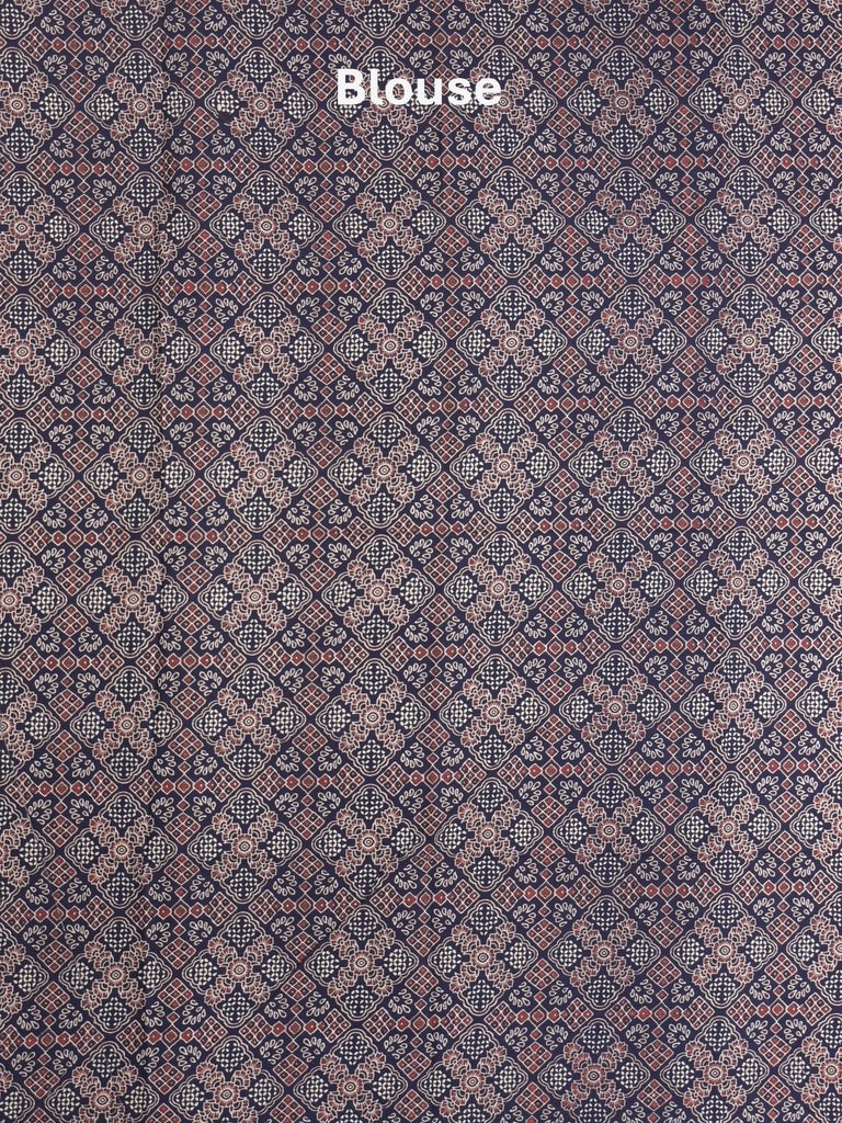 Maheshwari Saree in blue color with printed border, printed pallu & Matching Blouse