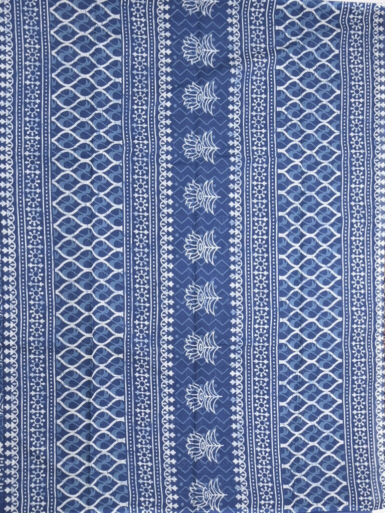 Maheshwari Saree in blue color with printed border, printed pallu & Matching Blouse