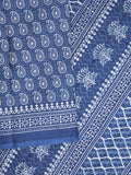 Maheshwari Saree in blue color with printed border, printed pallu & Matching Blouse