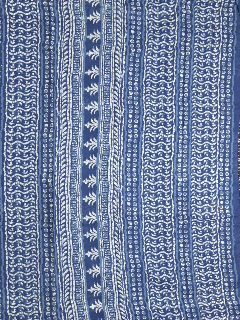 Maheshwari Saree in blue color with printed border, printed pallu & Matching Blouse