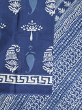 Maheshwari Saree in blue color with printed border, printed pallu & Matching Blouse