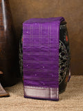 Chanderi fancy saree purple color allover checks, zari motifs & zari border with zari pallu and self blouse