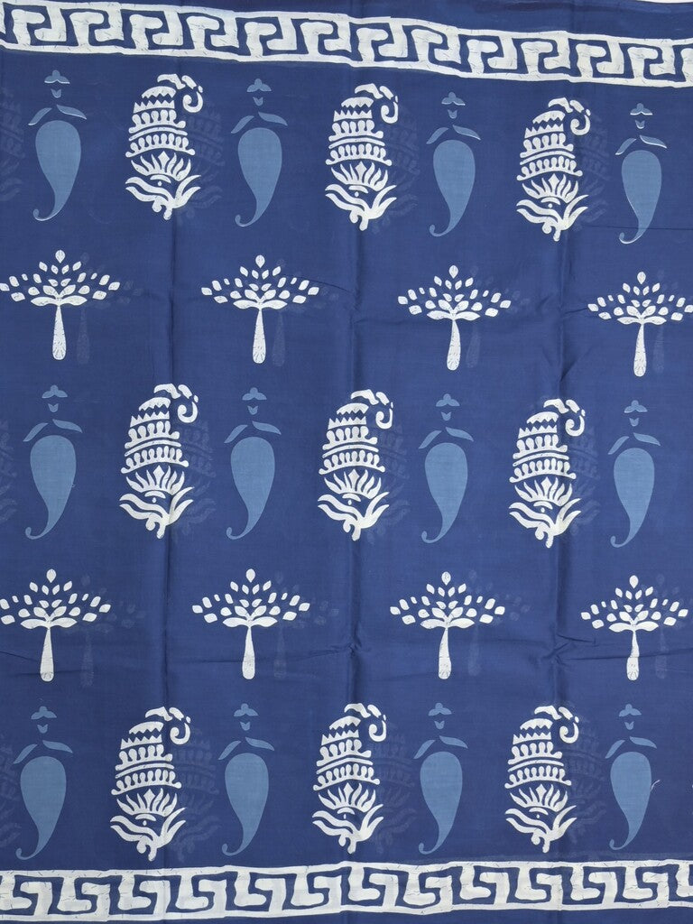 Maheshwari Saree in blue color with printed border, printed pallu & Matching Blouse