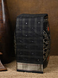 Chanderi fancy saree black color allover checks, zari motifs & zari border with zari pallu and self blouse