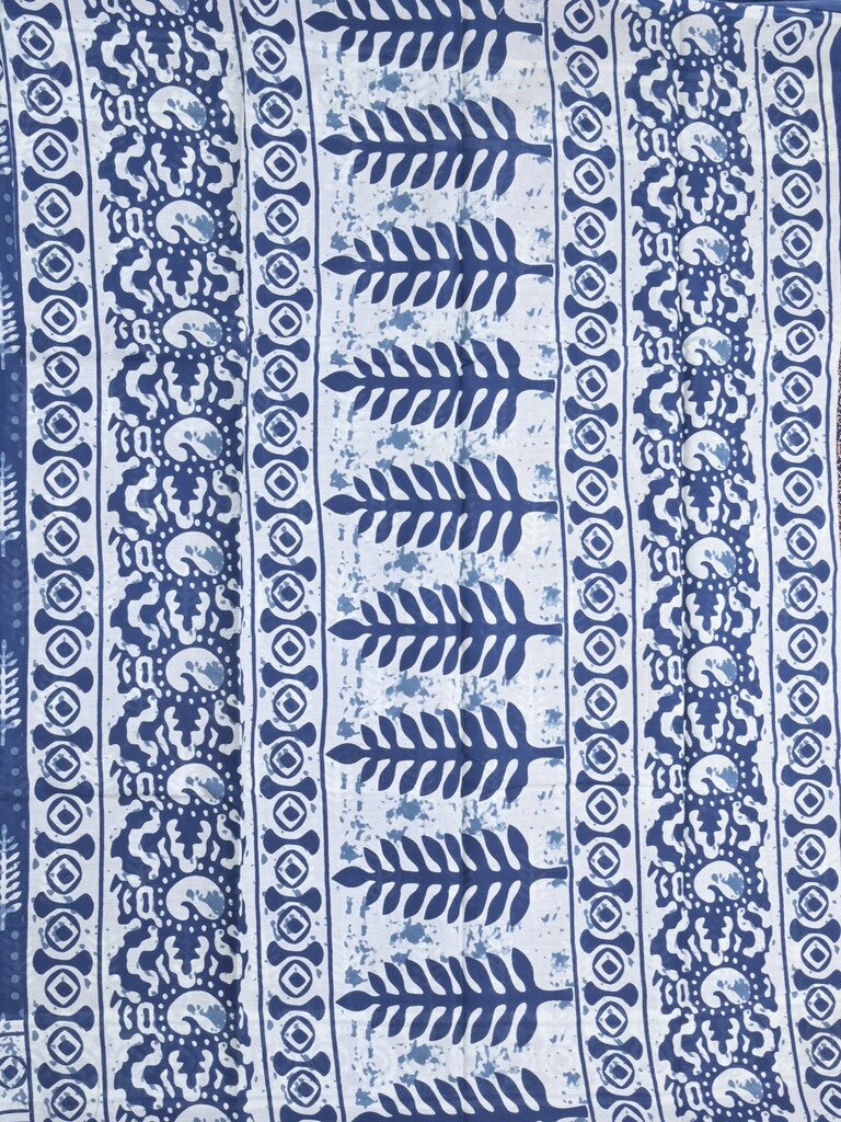 Maheshwari Saree in blue color with printed border, printed pallu & Matching Blouse