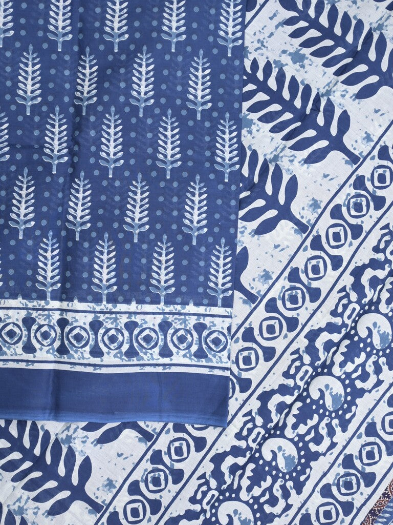 Maheshwari Saree in blue color with printed border, printed pallu & Matching Blouse