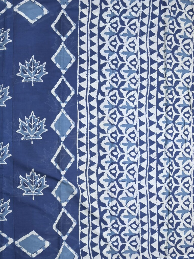 Maheshwari Saree in blue color with printed border, printed pallu & Matching Blouse